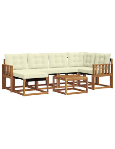Set di divani con cuscino 7 pcs Naturale e Crema 2