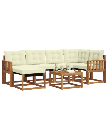 Set di divani con cuscino 7 pcs Naturale e Crema