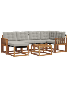 Set di divani con cuscino 7 pcs Grigio Naturale e Chiaro 2