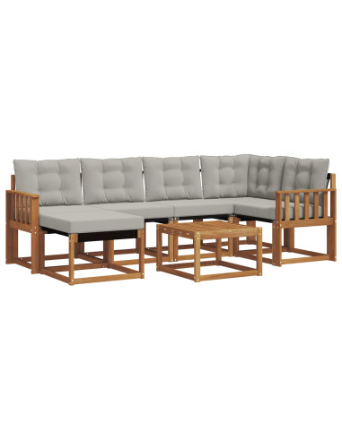 Set di divani con cuscino 7 pcs Grigio Naturale e Chiaro