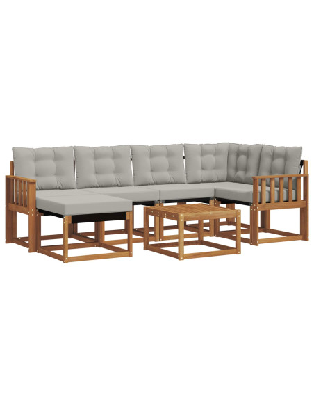 Set di divani con cuscino 7 pcs Grigio Naturale e Chiaro