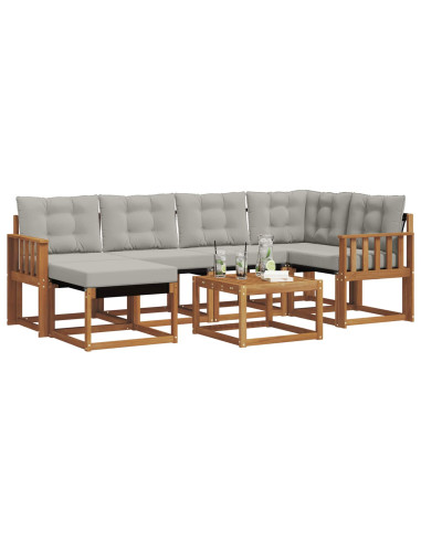 Set di divani con cuscino 7 pcs Grigio Naturale e Chiaro