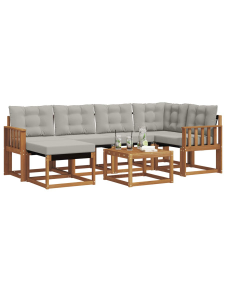 Set di divani con cuscino 7 pcs Grigio Naturale e Chiaro