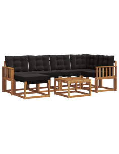 Set di divani con cuscino 7 pcs Naturale e Nero 2