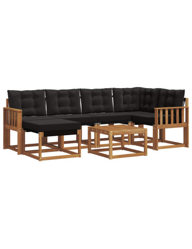 Set di divani con cuscino 7 pcs Naturale e Nero