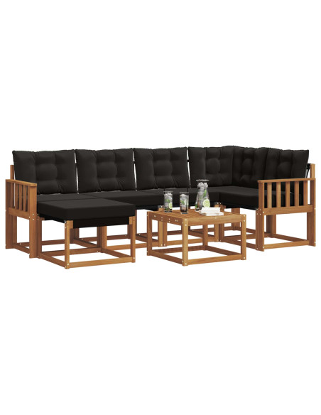 Set di divani con cuscino 7 pcs Naturale e Nero