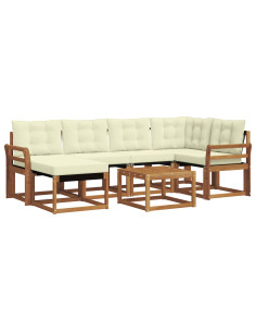 Set di divani con cuscino 7 pcs Naturale e Crema 2