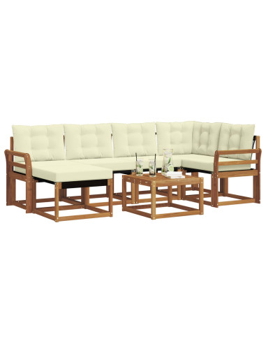 Set di divani con cuscino 7 pcs Naturale e Crema