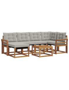 Set di divani con cuscino 7 pcs Grigio Naturale e Chiaro 2