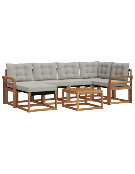 Set di divani con cuscino 7 pcs Grigio Naturale e Chiaro