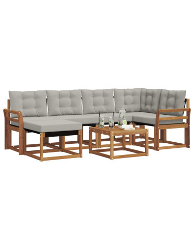 Set di divani con cuscino 7 pcs Grigio Naturale e Chiaro