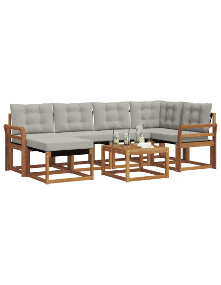 Set di divani con cuscino 7 pcs Grigio Naturale e Chiaro