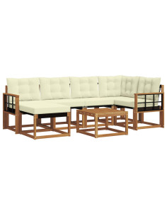 Set di divani con cuscino 7 pcs Naturale e Crema 2