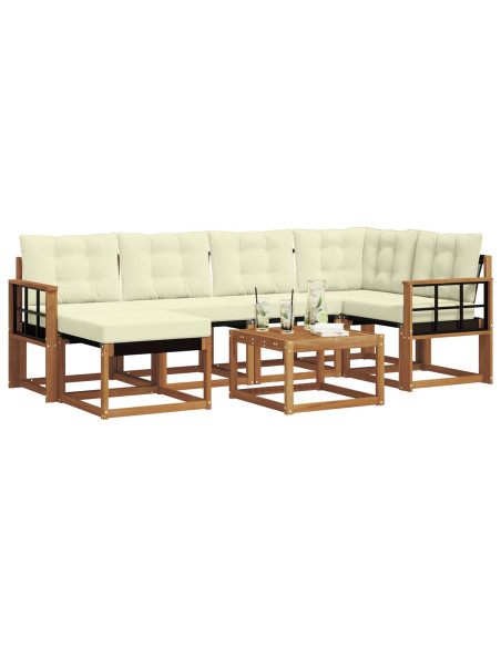 Set di divani con cuscino 7 pcs Naturale e Crema