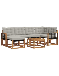 Set di divani con cuscino 7 pcs Grigio Naturale e Chiaro 2