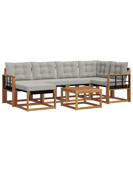 Set di divani con cuscino 7 pcs Grigio Naturale e Chiaro