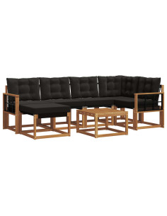 Set di divani con cuscino 7 pcs Naturale e Nero 2