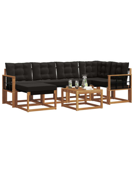 Set di divani con cuscino 7 pcs Naturale e Nero