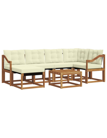 Set di divani con cuscino 7 pcs Naturale e Crema