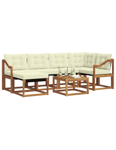 Set di divani con cuscino 7 pcs Naturale e Crema