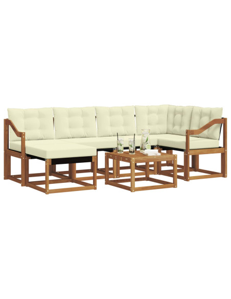 Set di divani con cuscino 7 pcs Naturale e Crema