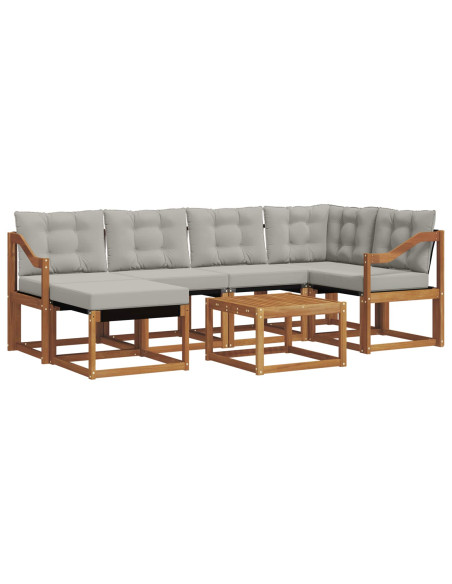 Set di divani con cuscino 7 pcs Grigio Naturale e Chiaro