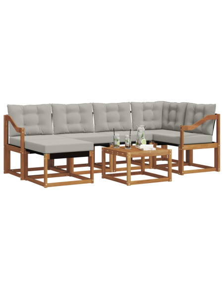 Set di divani con cuscino 7 pcs Grigio Naturale e Chiaro