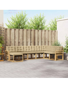 Set di divani da esterno con cuscino 8 pcs Bianco e Beige