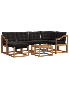 Set di divani con cuscino 7 pcs Naturale e Nero 2