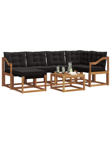 Set di divani con cuscino 7 pcs Naturale e Nero