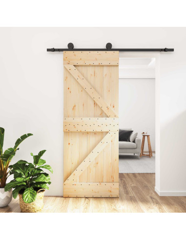Porta scorrevole Naturale e Nero 70 x 210 cm