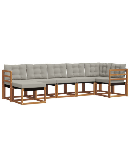 Set di divani con cuscino 7 pcs Grigio Naturale e Chiaro