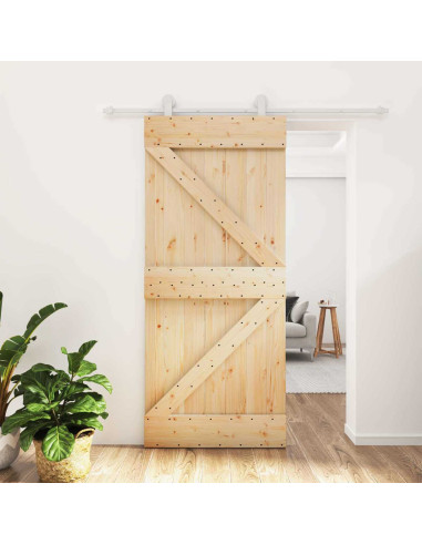 Porta scorrevole Naturale e Bianco 90 x 210 cm