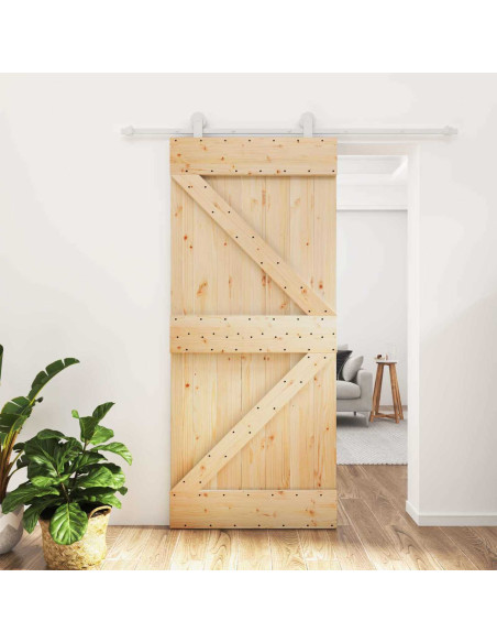 Porta scorrevole Naturale e Bianco 90 x 210 cm