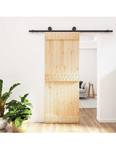 Porta scorrevole Naturale e Nero 80 x 210 cm