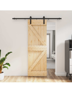 Porta scorrevole Naturale e Nero 70 x 210 cm