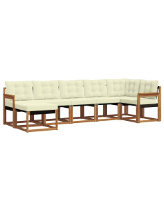 Set di divani con cuscino 7 pcs Naturale e Crema 2