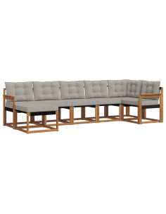 Set di divani con cuscino 7 pcs Grigio Naturale e Chiaro 2