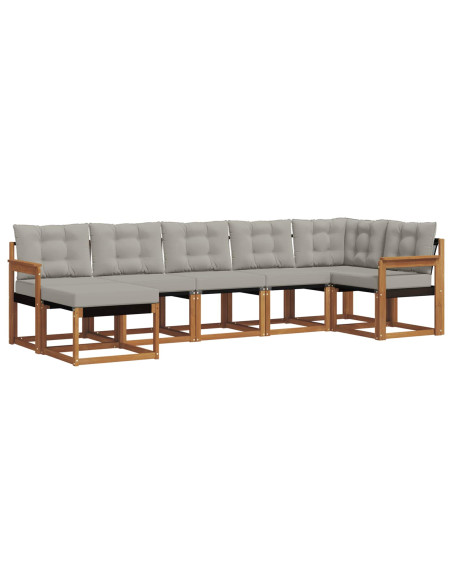 Set di divani con cuscino 7 pcs Grigio Naturale e Chiaro