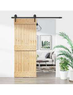 Porta scorrevole Naturale e Nero 80 x 210 cm