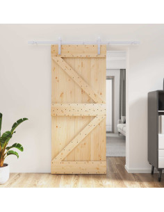 Porta scorrevole Naturale e Bianco 90 x 210 cm