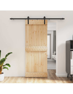 Porta scorrevole Naturale e Nero 80 x 210 cm