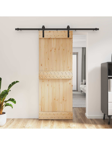 Porta scorrevole Naturale e Nero 80 x 210 cm