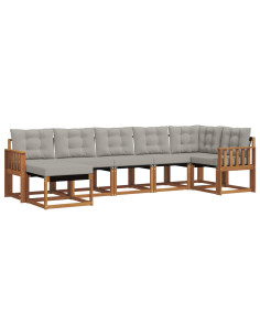 Set di divani con cuscino 7 pcs Grigio Naturale e Chiaro 2