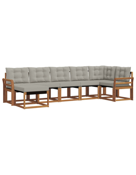 Set di divani con cuscino 7 pcs Grigio Naturale e Chiaro