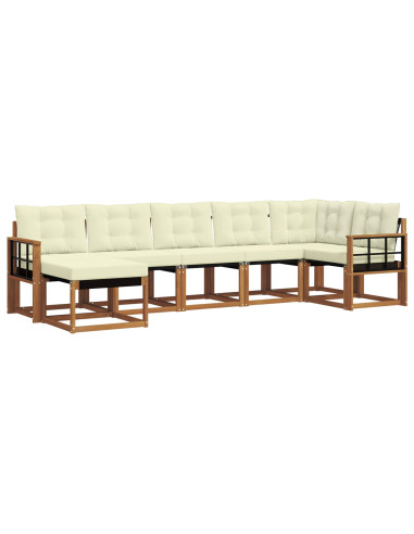 Set di divani con cuscino 7 pcs Naturale e Crema
