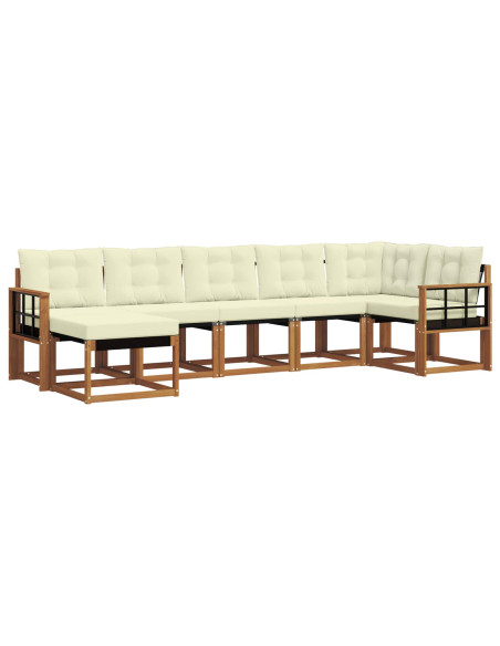 Set di divani con cuscino 7 pcs Naturale e Crema