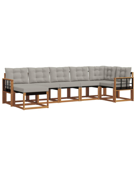 Set di divani con cuscino 7 pcs Grigio Naturale e Chiaro
