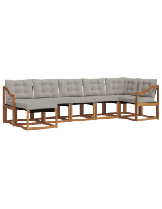 Set di divani con cuscino 7 pcs Grigio Naturale e Chiaro 2