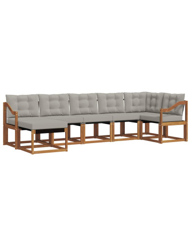 Set di divani con cuscino 7 pcs Grigio Naturale e Chiaro